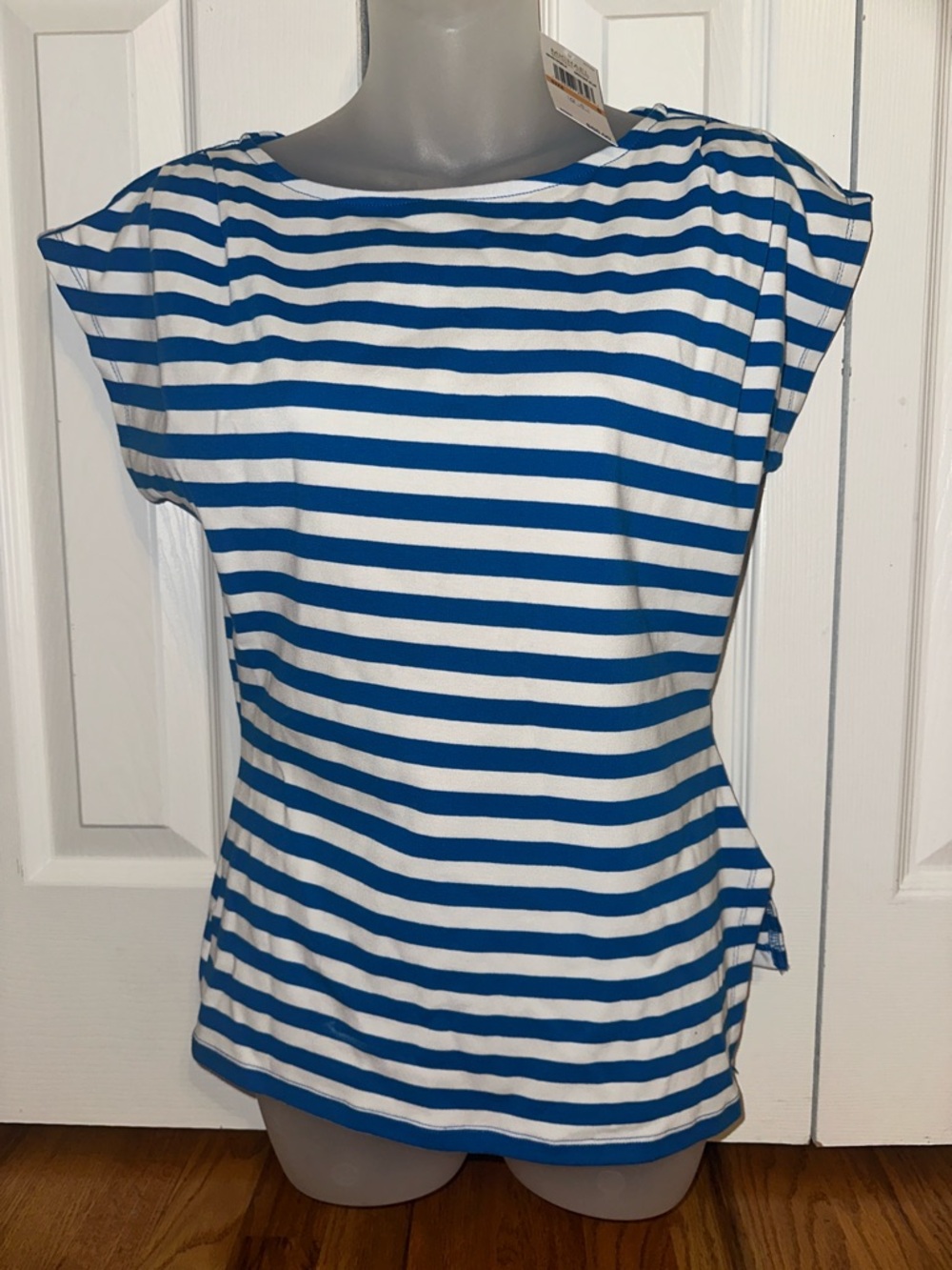 Michael Kors Royal Blue and White Striped Short Sleeve Tee Small S NWT